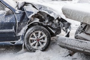 snowy car accident